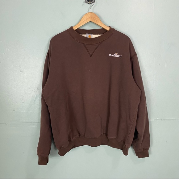 Carhartt K130 Sweatshirt XL Brown Crewneck Lined Thick Thermal USA